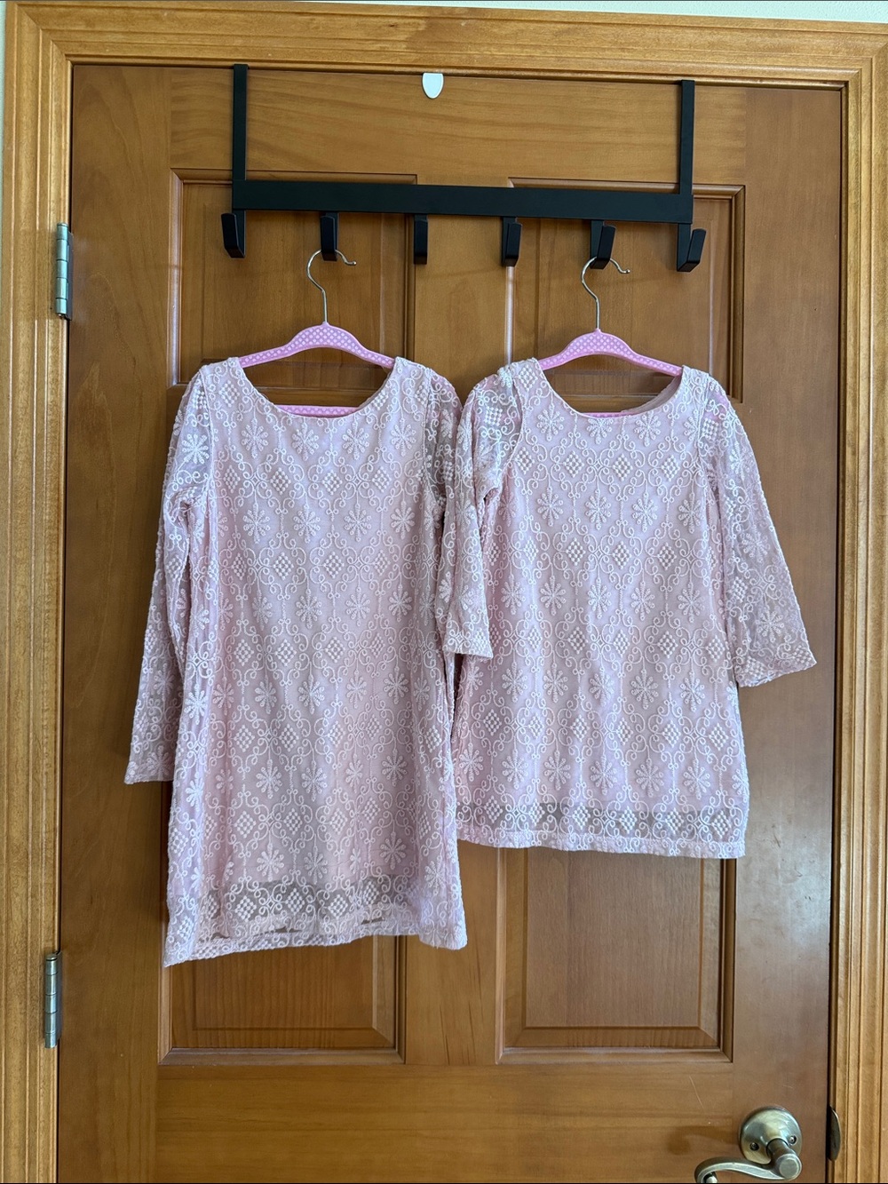 Girls Matching Sister set - Pink Lace Overlay Formal Dress - Elegant Occasions